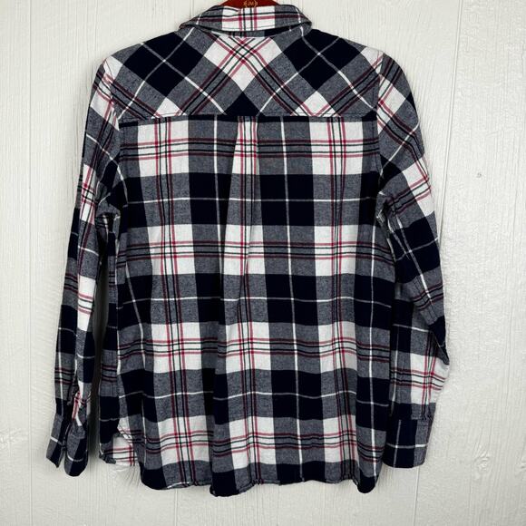 Woolrich Women's Plaid Button Down Shirt Size Large Western Navy Red Country - Picture 2 of 7